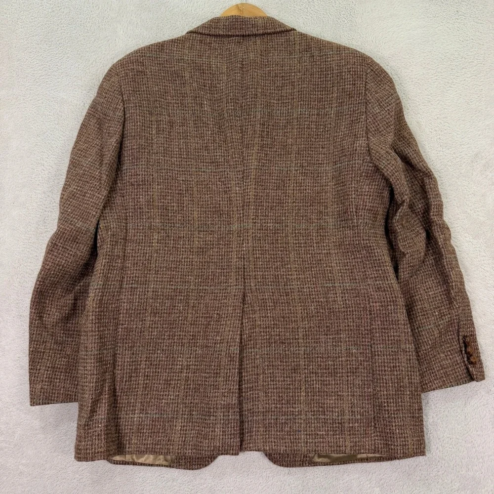 Harris TWEED Stanley Blacker Mens 40S Blazer Reddish Brown Plaid Wool Sport Coat